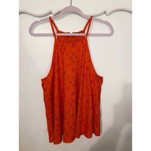 Orange eyelet Free People tank top